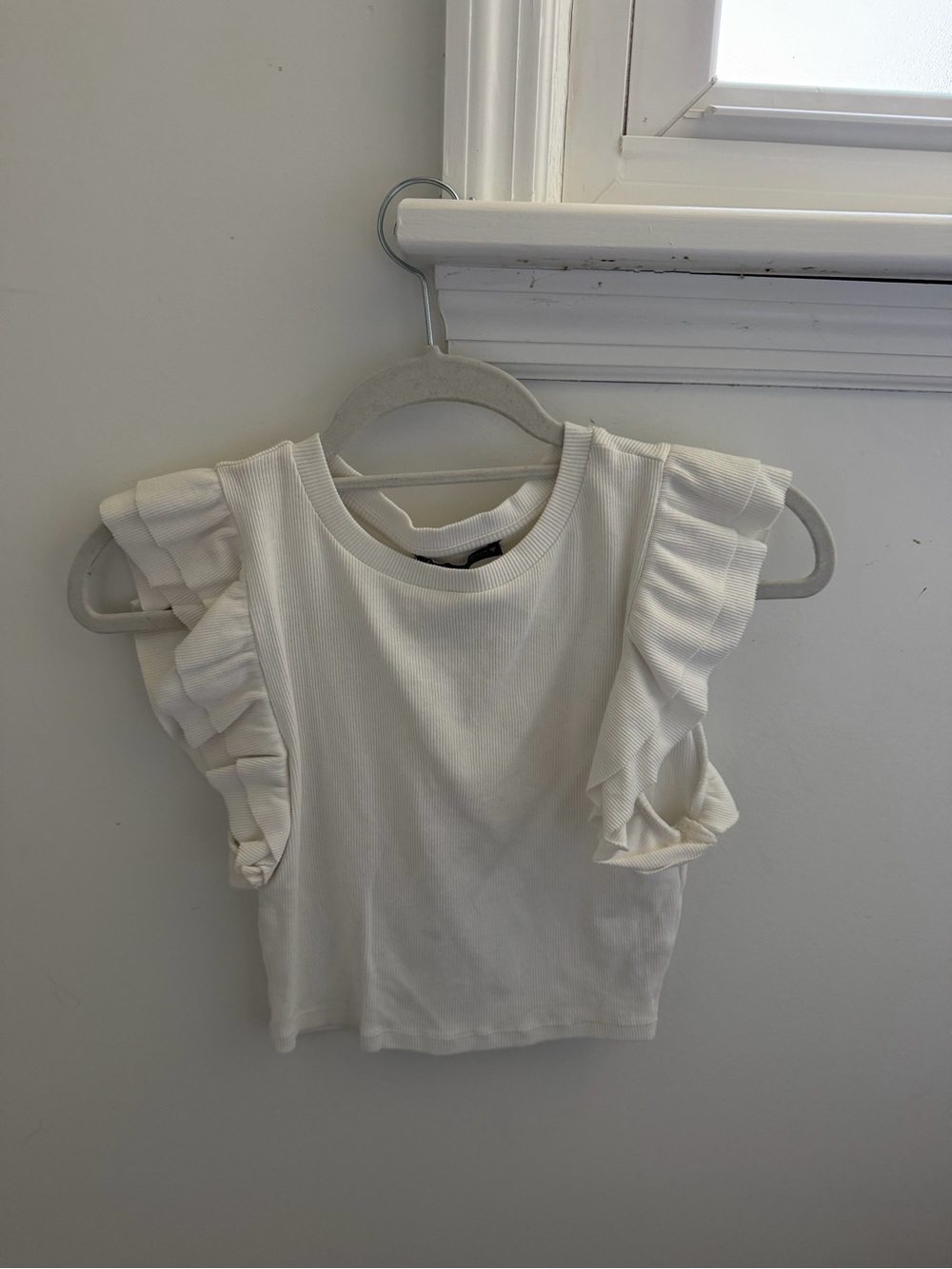 Zara Cream Ruffle Sleeve Tank Top